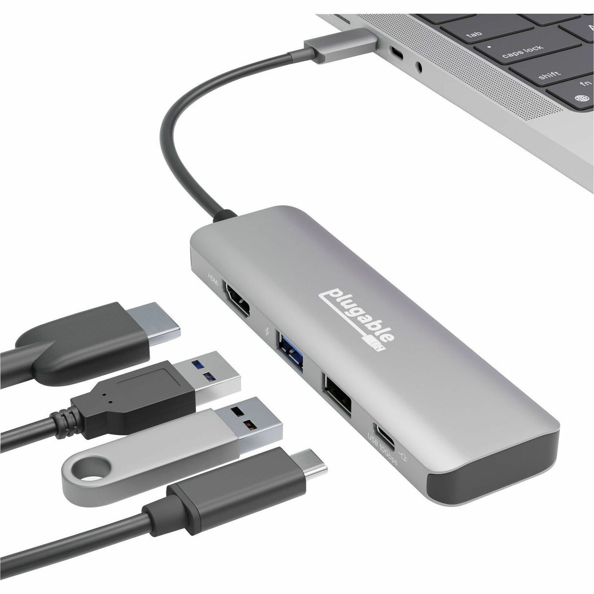 Plugable USB C Hub Multiport Adapter, 4 in 1, 100W Pass Through Charging USB C to HDMI 4K 60Hz — USBC-4IN1