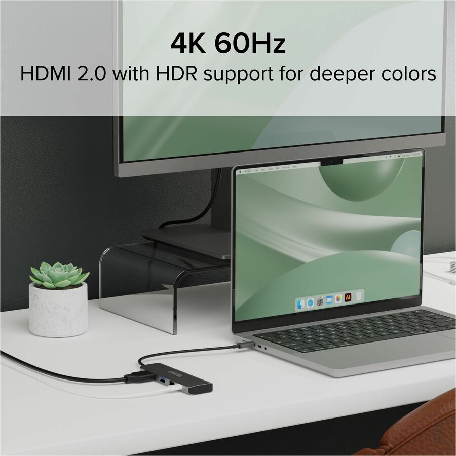 Plugable USB C Hub Multiport Adapter, 4 in 1, 100W Pass Through Charging USB C to HDMI 4K 60Hz — USBC-4IN1