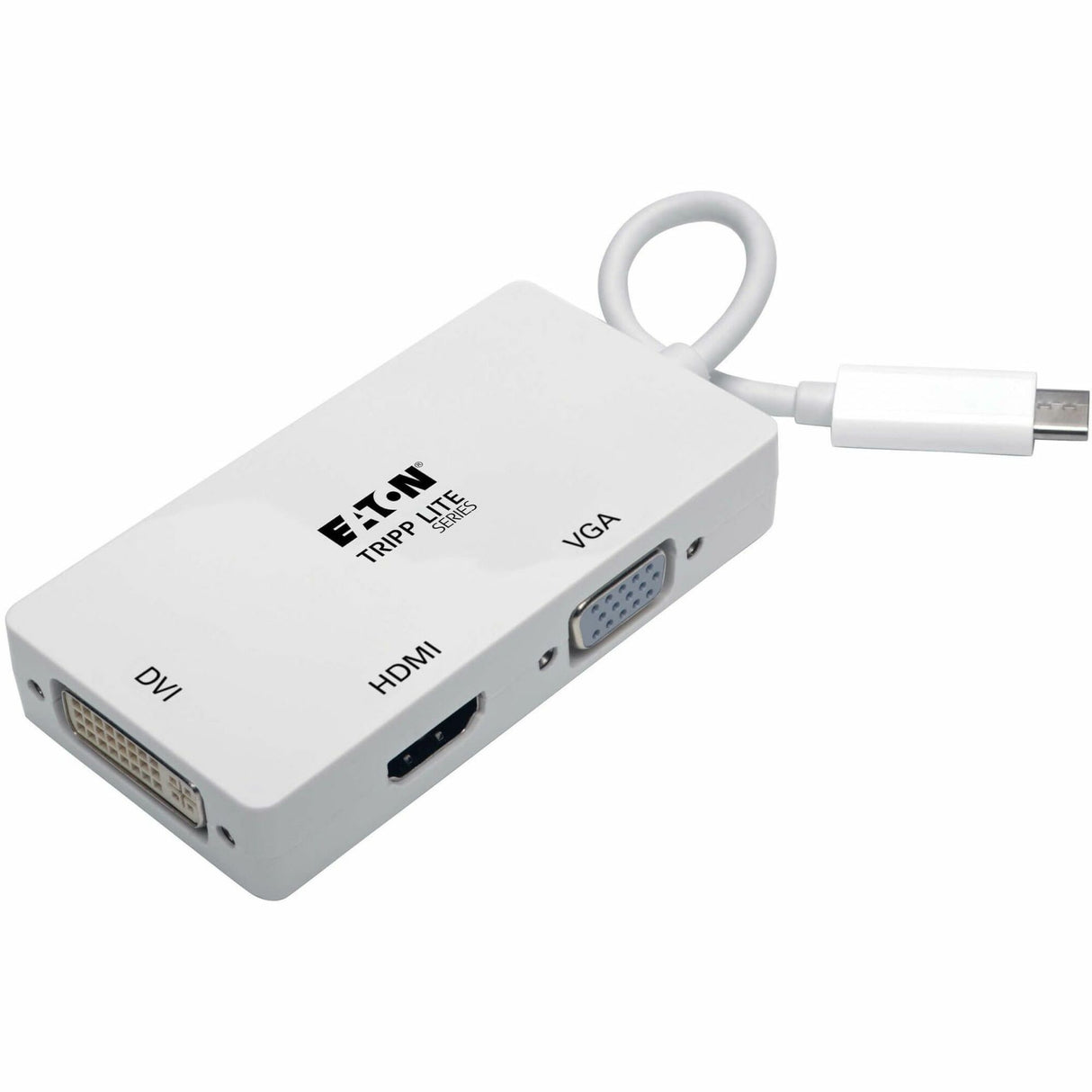 Eaton Tripp Lite Series USB-C Multiport Adapter (M/3xF) - 4K 60 Hz HDMI, DVI, VGA, HDCP, White — U444-06N-HDV4K6