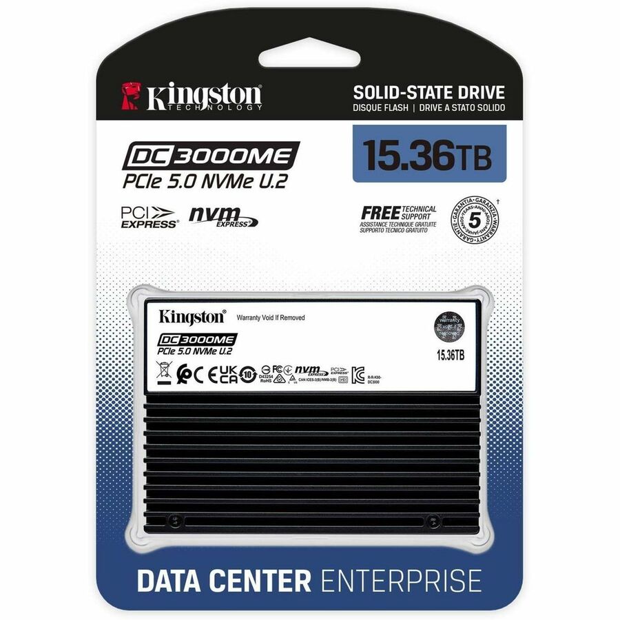 Kingston DC3000ME 15.36 TB Solid State Drive - 2.5" Internal - U.2 (PCI Express NVMe 5.0 x4) — SEDC3000ME/15T3