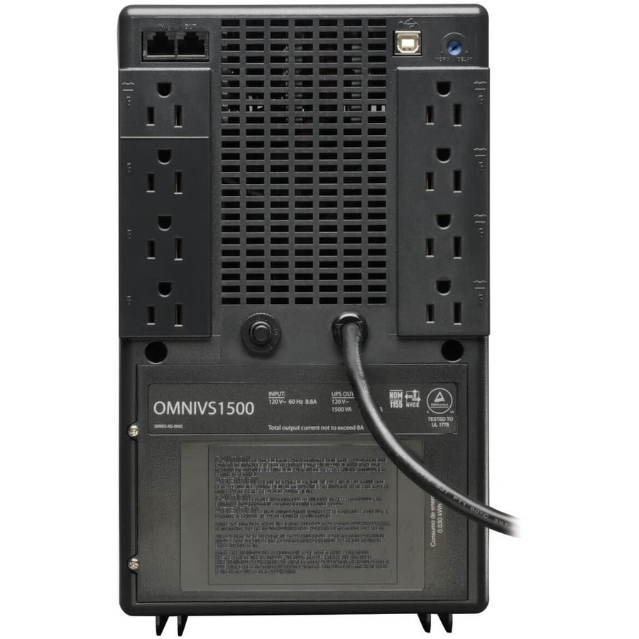 Eaton Tripp Lite Series OmniVS 120V 1500VA 940W Line-Interactive UPS, Tower, USB port — OMNIVS1500