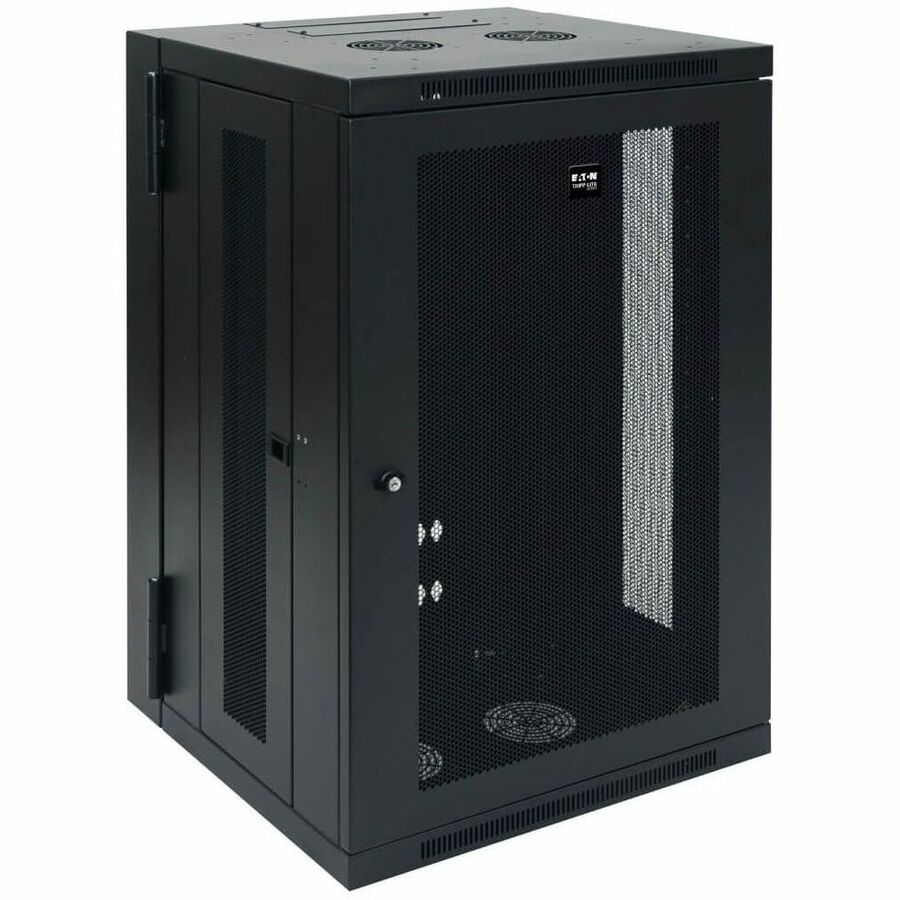 Eaton Tripp Lite Series SmartRack 18U Low-Profile Switch-Depth Wall-Mount Rack Enclosure Cabinet, Hinged Back — SRW18US