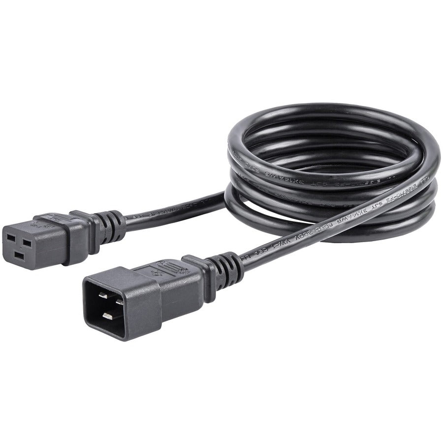 StarTech.com 6ft (1.8m) Heavy Duty Extension Cord, IEC C19 to IEC C20 Black Extension Cord, 15A 250V, 14AWG, Heavy Gauge Power Cable — PXTC19C20146
