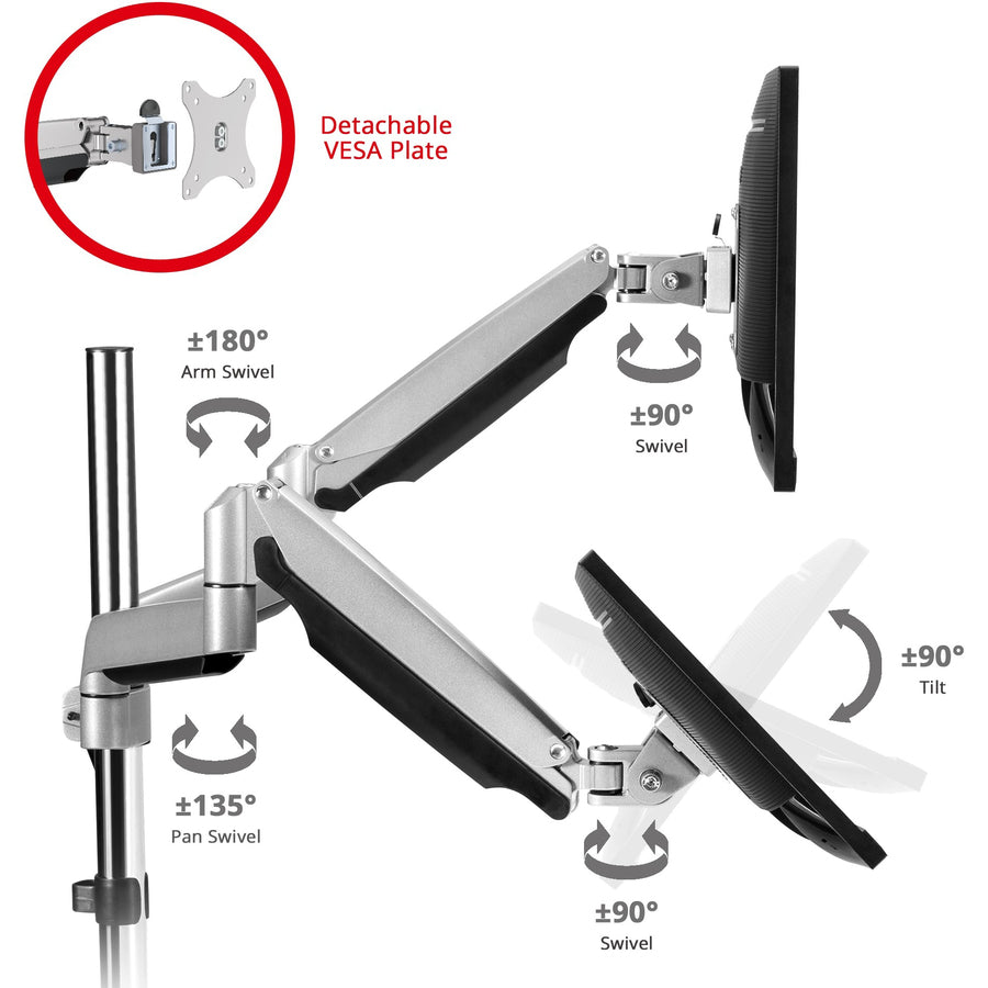 SIIG Dual Monitor Gas Spring Desk Mount with USB Port - 17" to 32" — CE-MT2X11-S1