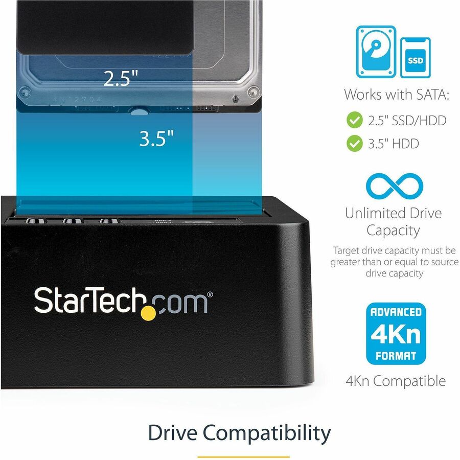 StarTech.com Standalone Hard Drive Duplicator, External Dual Bay HDD/SSD Cloner/Copier, USB 3.1 to SATA Drive Docking Station, Disk Cloner — SDOCK2U313R