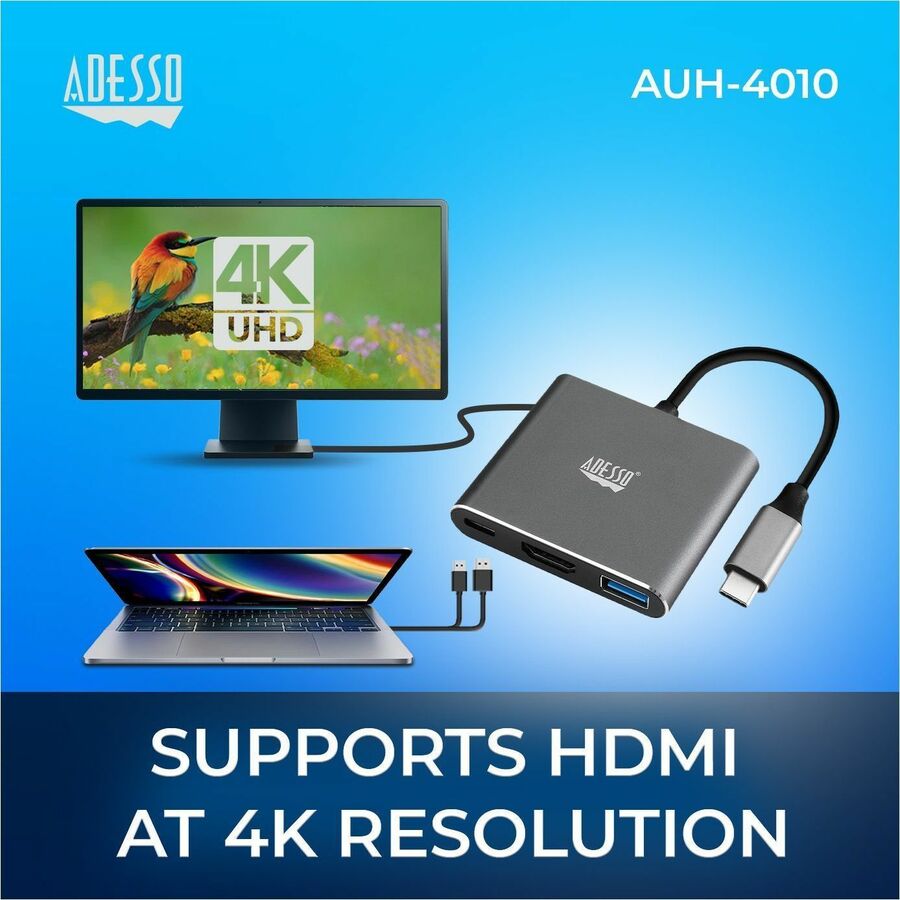 Adesso 3-IN-1 USB-C Multi-Port Docking Station (TAA Compliant) — AUH-4010
