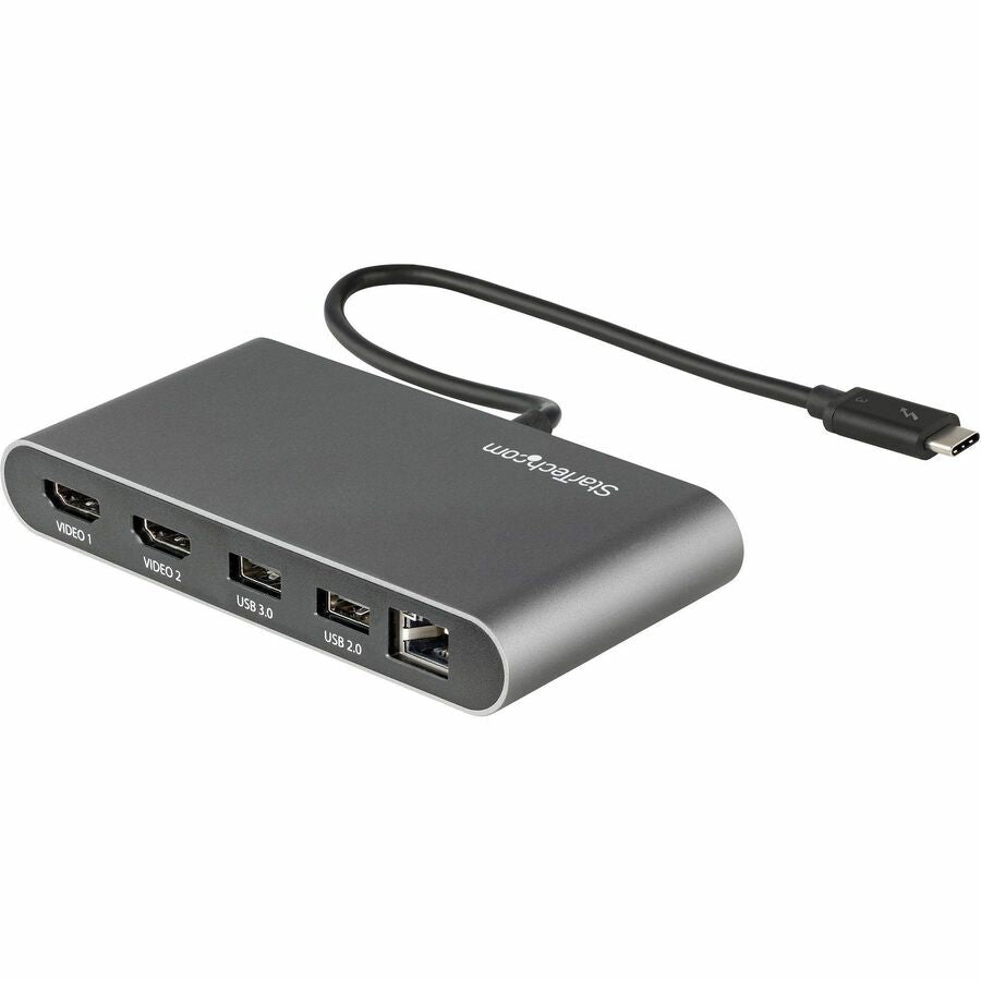 StarTech.com Thunderbolt 3 Mini Dock - Portable Dual Monitor TB3 Laptop Docking Station HDMI 4K 60Hz - 2x USB-A & GbE - 28cm (11") cable — TB3DKM2HDL