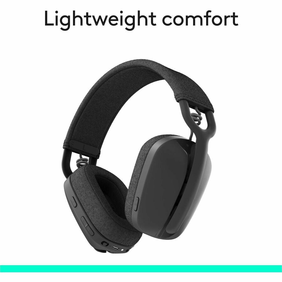 Logitech Zone Vibe 100 Wireless Over Ear Headphones, Noise Canceling Microphone, Advanced Multipoint Bluetooth Headset, Graphite — 981-001256