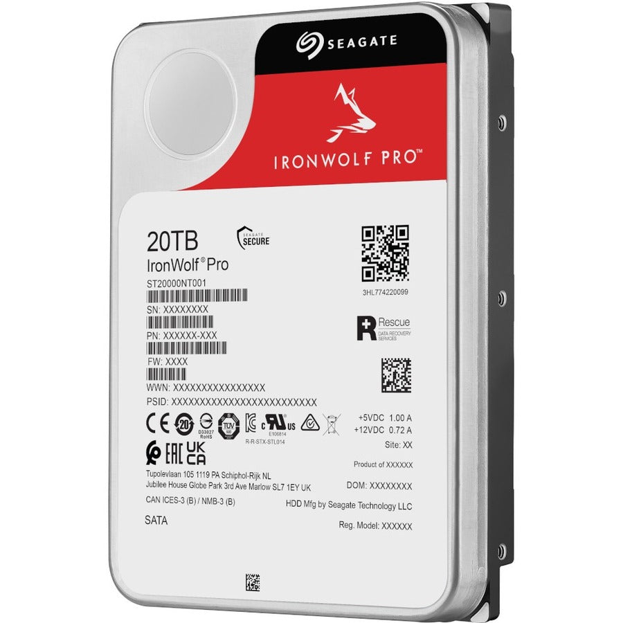 Seagate IronWolf Pro ST20000NT001 20 TB Hard Drive - 3.5" Internal - SATA (SATA/600) - Conventional Magnetic Recording (CMR) Method — ST20000NT001