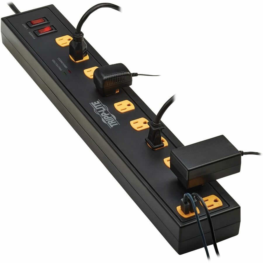 Eaton Tripp Lite Series Protect It! 10-Outlet Surge Protector with Swivel Light Bars - 5-15R Outlets, 2 USB Ports, 10 ft. (3 m) Cord, 4500 Joules, Black — TLP1010USB