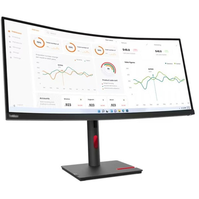 Lenovo ThinkVision T34w-30 34" Class UW-QHD Curved Screen LED Monitor - 21:9 - Raven Black — 63D4ZAR1US