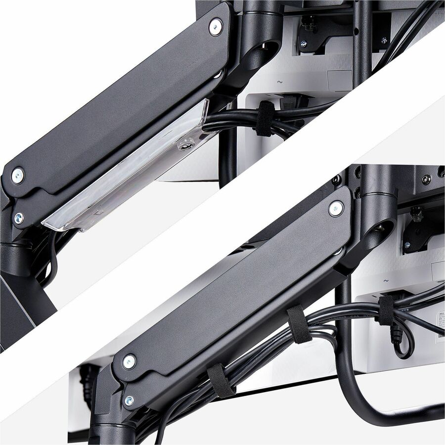 StarTech.com Crossbar Triple Monitor Desk Mount For Up To 3x 27in Screens, VESA 75x75/100x100, Tool-Less Arm Adjustments, C-Clamp/Grommet — 3M1A3SG-MONITOR-ARM