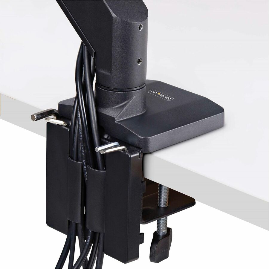 StarTech.com Crossbar Triple Monitor Desk Mount For Up To 3x 27in Screens, VESA 75x75/100x100, Tool-Less Arm Adjustments, C-Clamp/Grommet — 3M1A3SG-MONITOR-ARM