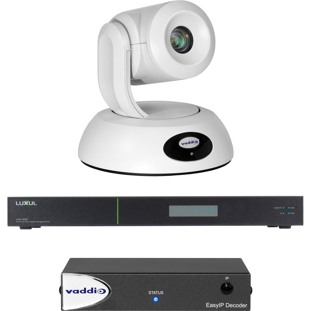 Vaddio EasyIP 20 Video Conferencing Base Kit - With Professional IP PTZ Camera and Switch - White — 999-30232-000W
