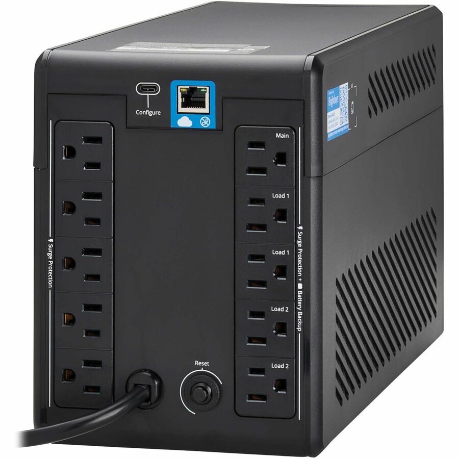 Eaton Tripp Lite Series 1000VA 600W 120V Line-Interactive Cloud-Connected UPS with Remote Monitoring - 10 NEMA 5-15R Outlets (5 Surge + 5 Surge and Battery Backup), LCD, 5-15P Plug, Tower — SMART1000LCDTNC