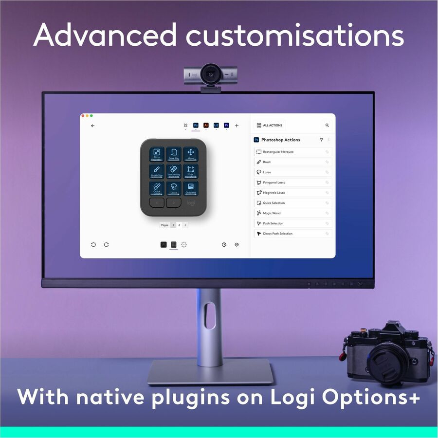 Logitech MX Creative Console, Programmable Keypad With 9 Customizable LCD Keys and Control Dial for Graphic Design, Video Editing, Photography, use with Adobe, Zoom, Spotify and more (Graphite) — 920-012660