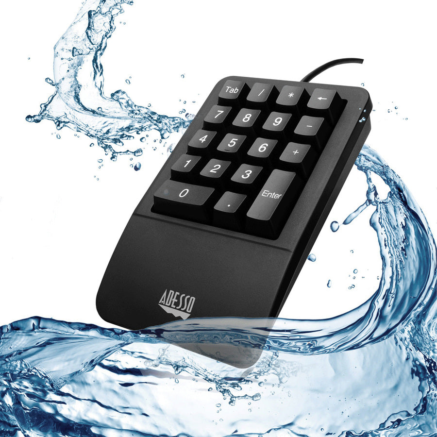 Adesso Antimicrobial Waterproof Numeric Keypad with Wrist Rest Support — AKB-618UB
