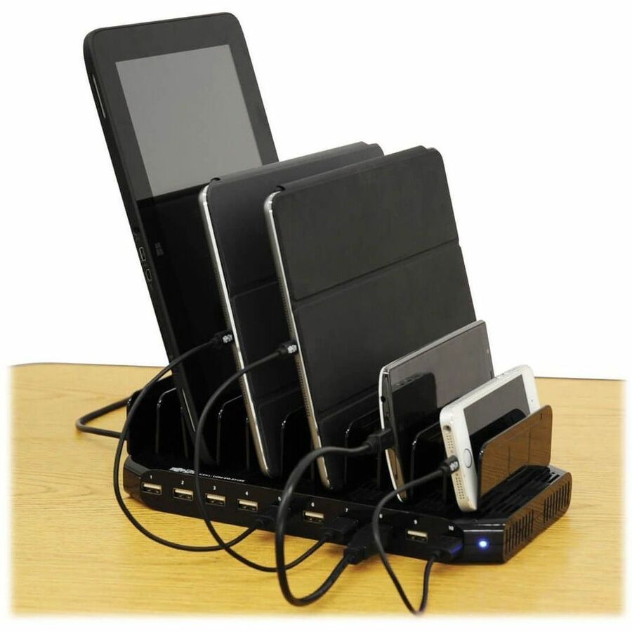 Eaton Tripp Lite Series 10-Port USB Charging Station with Adjustable Storage, 12V 8A (96W) USB Charger Output, Schuko Power Cord — U280-010-ST-CEE
