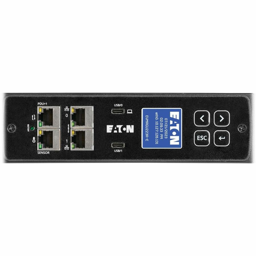 Eaton Metered Outlet Rack PDU G4, 0U, 32U, universal Input, 5-23kW, 15-55A, 200-415V, 24 Outlets (12) C13 (12) C19 — EVMOGU23A-E