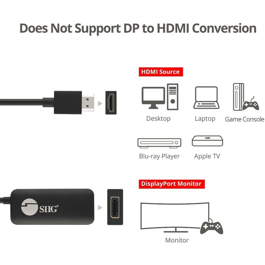 SIIG HDMI to DisplayPort 1.2 4K 60Hz Converter Adapter — CB-H21811-S1