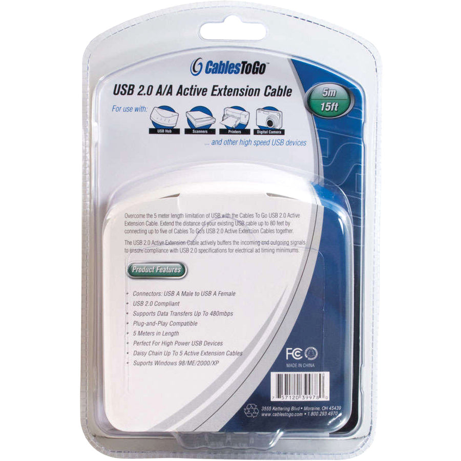 C2G 16.4ft USB Extension Cable - Active USB A to USB A Extension Cable - USB 2.0 - M/F — 39978