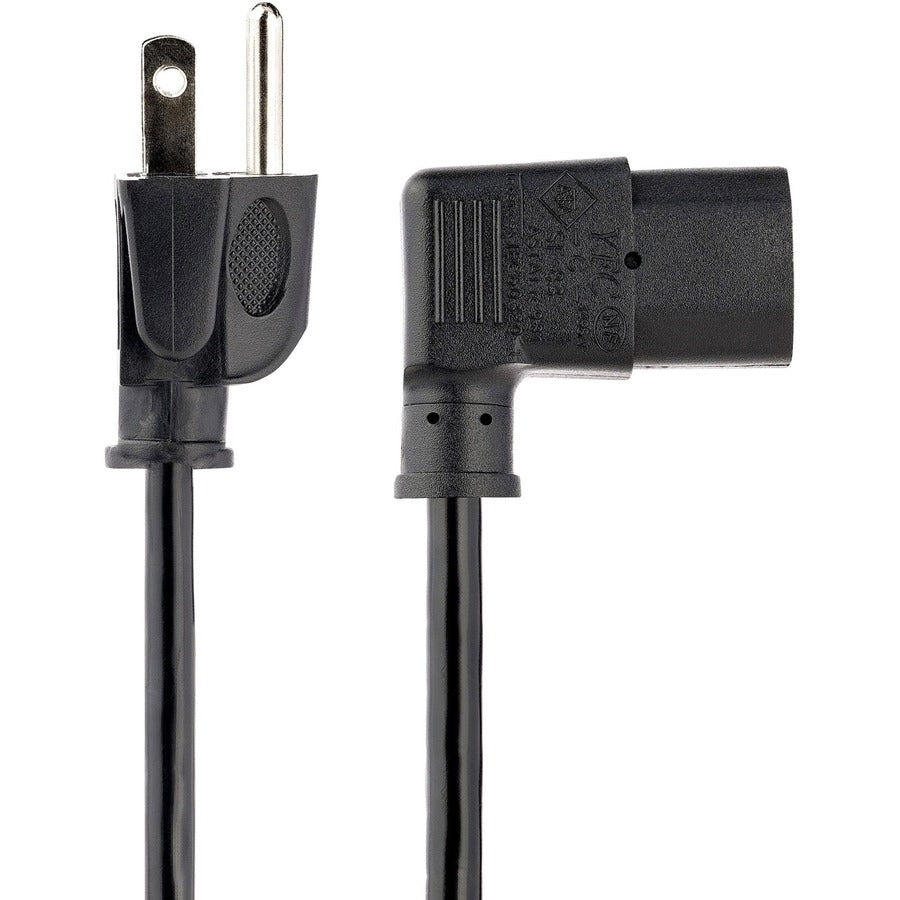 StarTech.com 10ft (3m) Computer Power Cord, NEMA 5-15P to Right Angle C13, 10A 125V, 18AWG, Replacement AC Power Cord, Monitor Power Cable — PXT101L10
