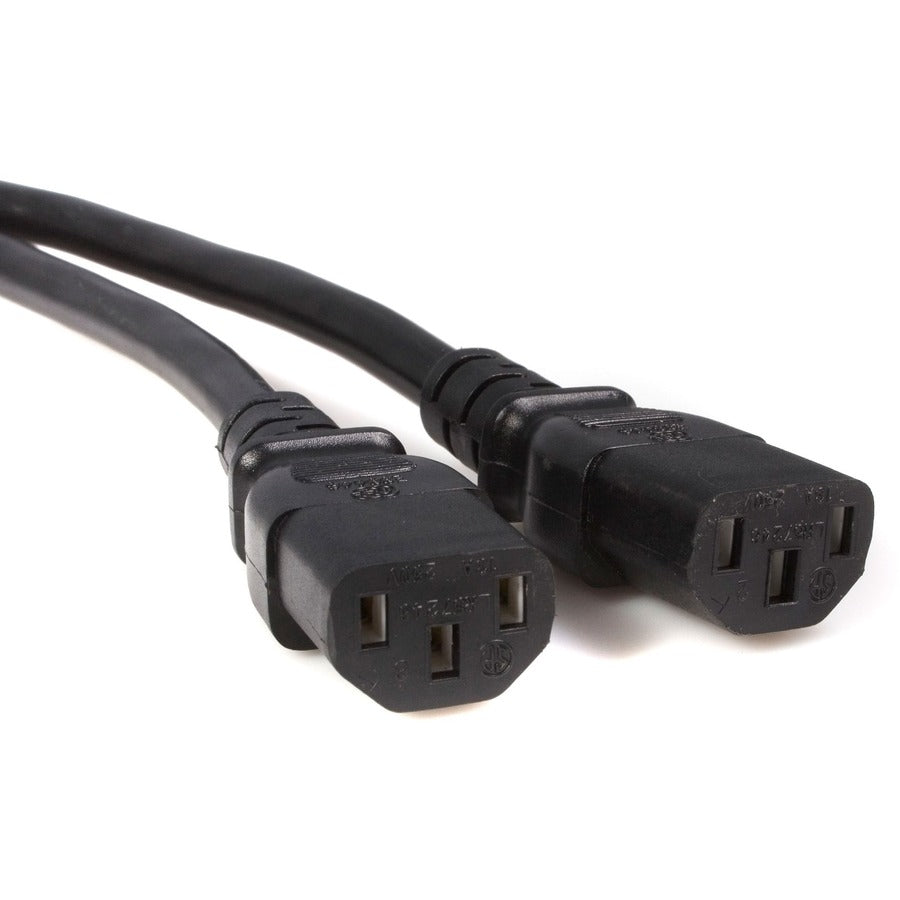 StarTech.com 10ft (3m) Power Extension Cord Splitter, C14 to 2x C13, 13A 250V, 16AWG, Computer Power Cord Extension, Power Extension Cable — PXT100Y
