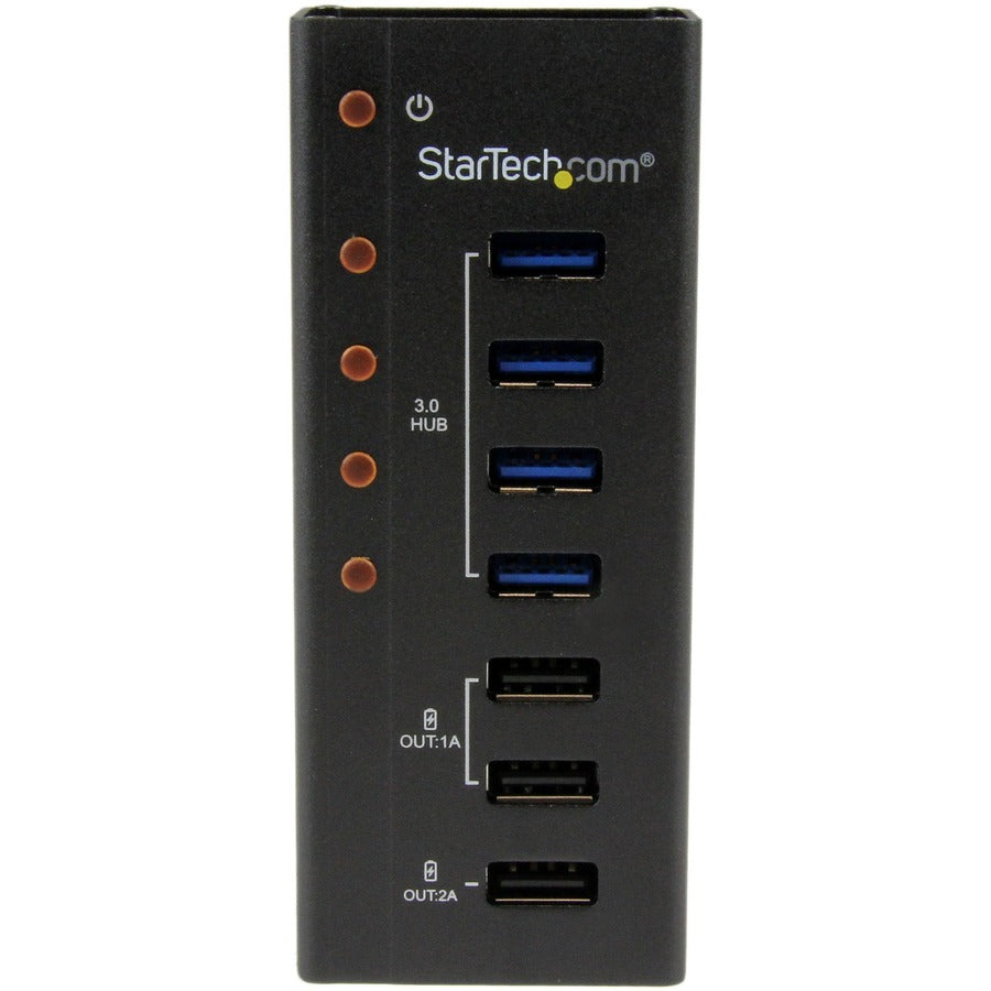 StarTech.com 4 Port USB 3.0 Hub plus 3 Dedicated USB Charging Ports (2 x 1A & 1 x 2A) - 5Gbps - Wall Mountable Metal Enclosure — ST4300U3C3