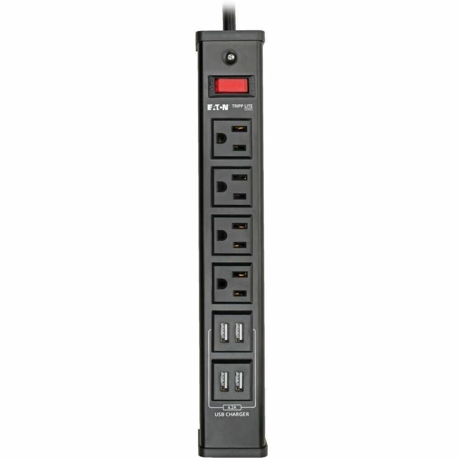 Eaton Tripp Lite Series 4-Outlet Surge Protector with 4 USB Ports (4.2A Shared) - 6 ft. (1.83 m) Cord, 450 Joules, Metal Housing — TLM446USBB