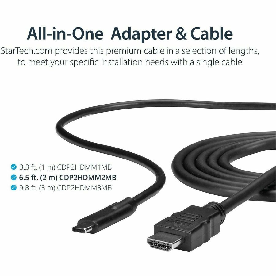 StarTech.com USB C to HDMI Cable - 6 ft / 2m - USB-C to HDMI 4K 60Hz - USB Type C to HDMI - Computer Monitor Cable — CDP2HDMM2MB