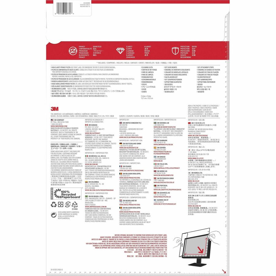 3M™ High Clarity Privacy Filter for 23in Monitor, 16:9, HC230W9B