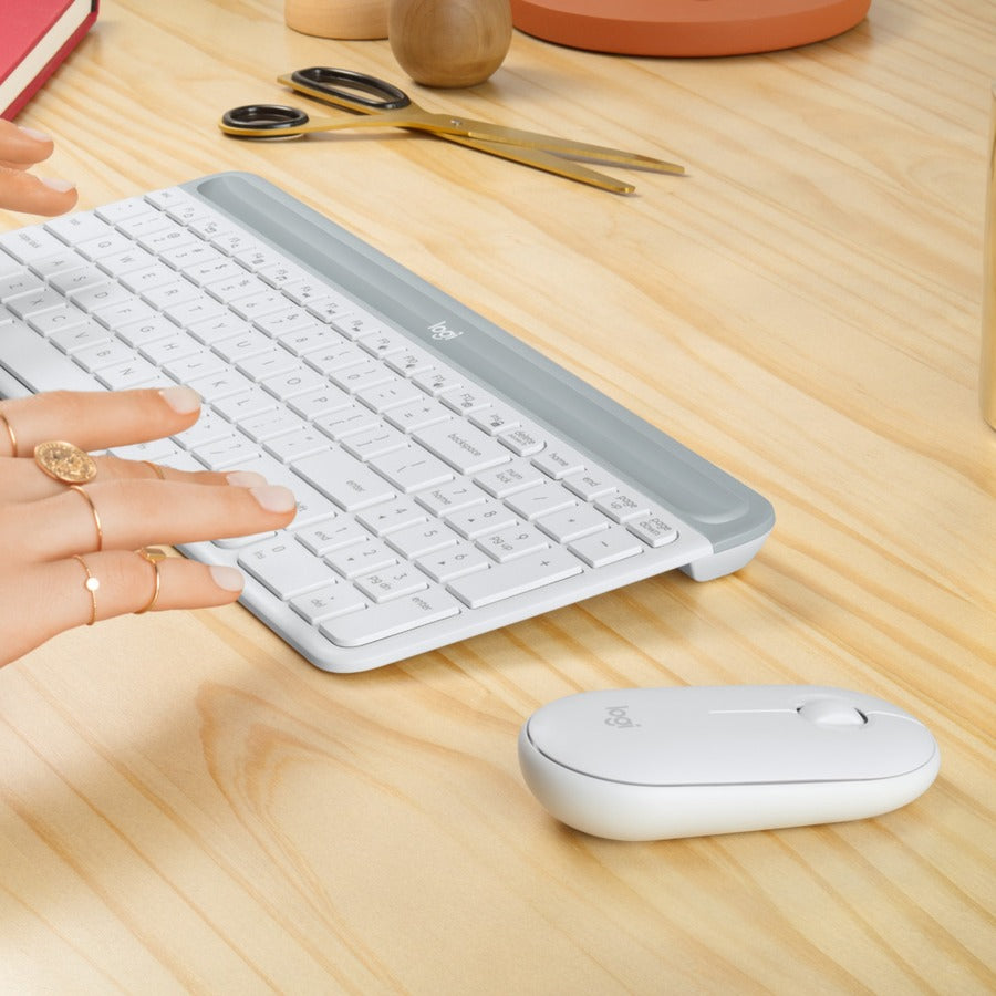 Logitech MK470 Slim Wireless Keyboard and Mouse Combo - Modern Compact Layout, Ultra Quiet - Off White — 920-009443