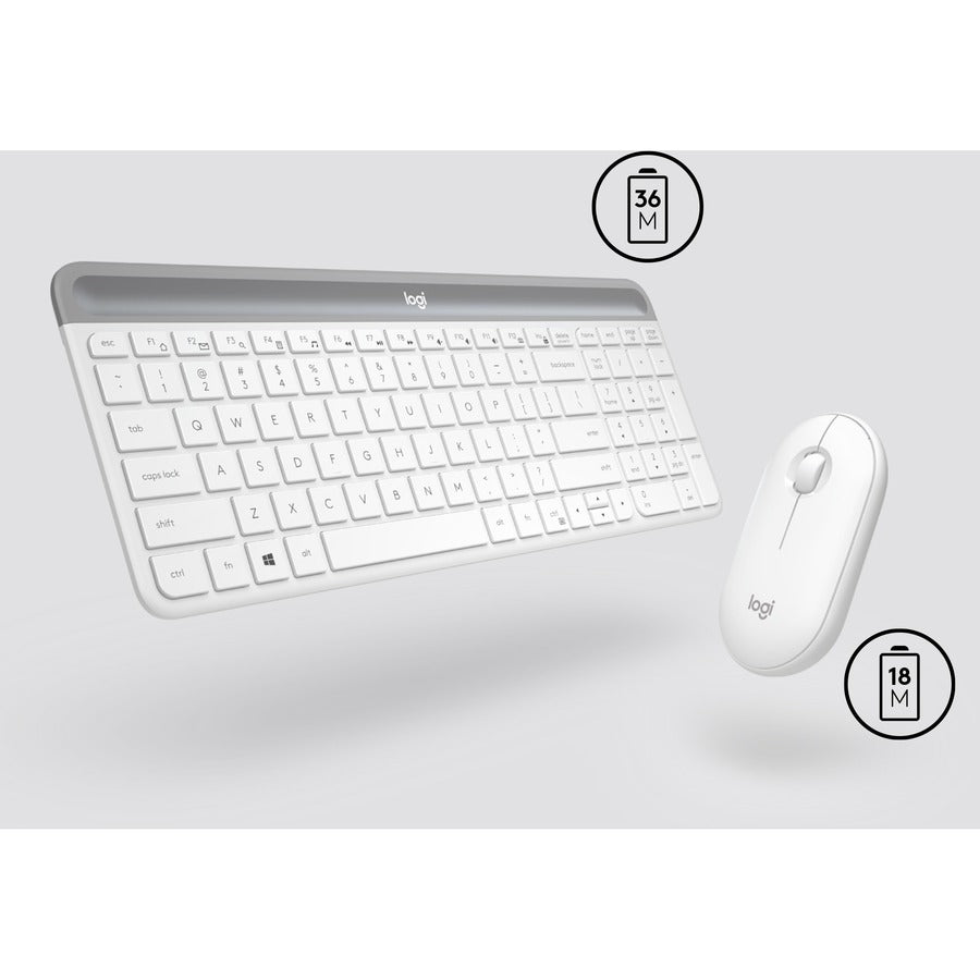 Logitech MK470 Slim Wireless Keyboard and Mouse Combo - Modern Compact Layout, Ultra Quiet - Off White — 920-009443