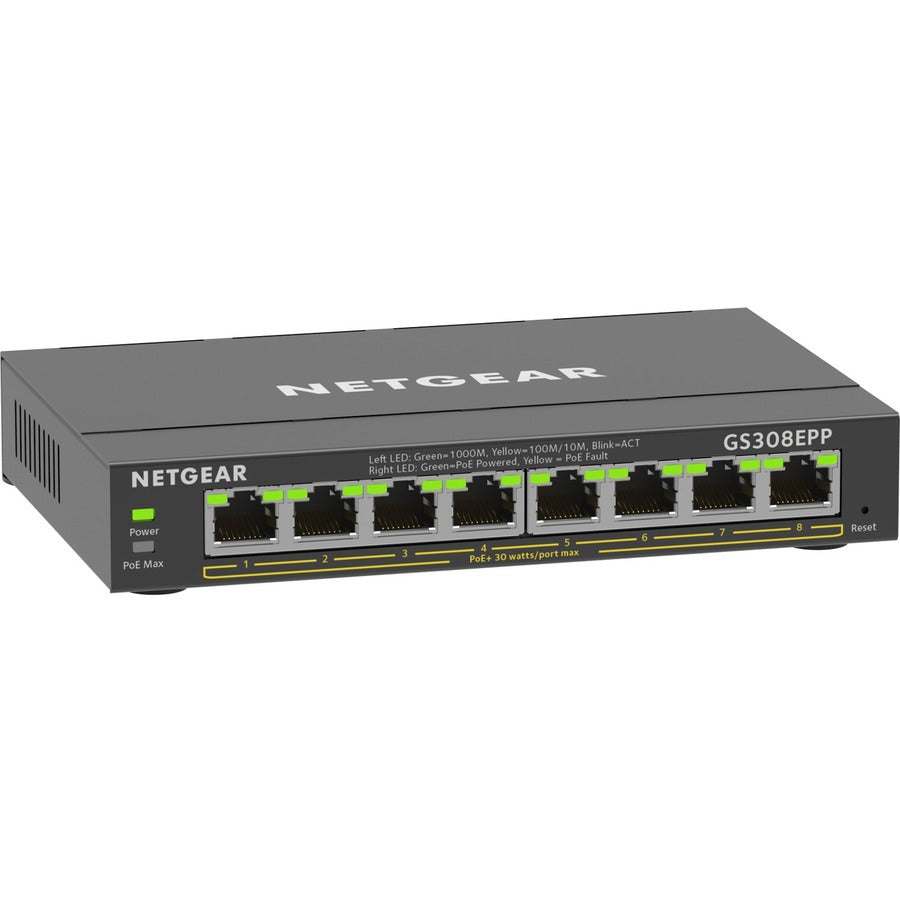Netgear 8-Port Gigabit Ethernet PoE+ Smart Managed Plus Switch — GS308EPP-100NAS