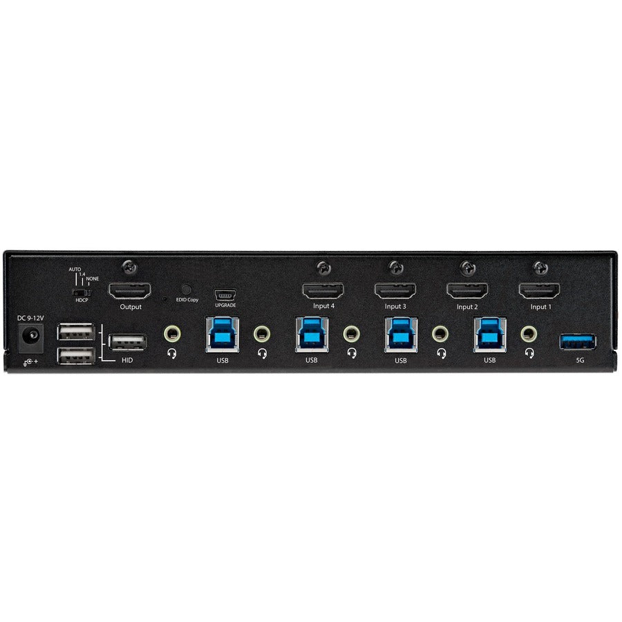 StarTech.com 4 Port HDMI KVM Switch 4K 60Hz UHD HDR, HDMI 2.0 Single Monitor, 2 Port USB 3.0 Hub, 4x USB HID, Audio, Hotkey Switching, TAA — SV431HU34K6
