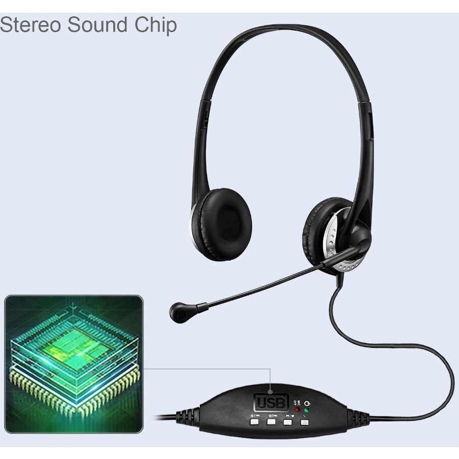 Adesso USB Stereo Headset with Adjustable Microphone- Noise Cancelling- Mono - USB - Wired - Over-the-head - 6 ft Cable -, Omni-directional Microphone - Black — XtreamP2