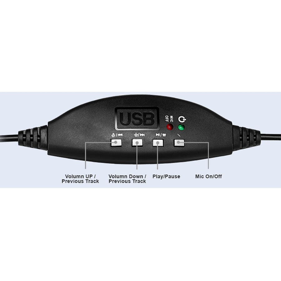 Adesso USB Stereo Headset with Adjustable Microphone- Noise Cancelling- Mono - USB - Wired - Over-the-head - 6 ft Cable -, Omni-directional Microphone - Black — XtreamP2