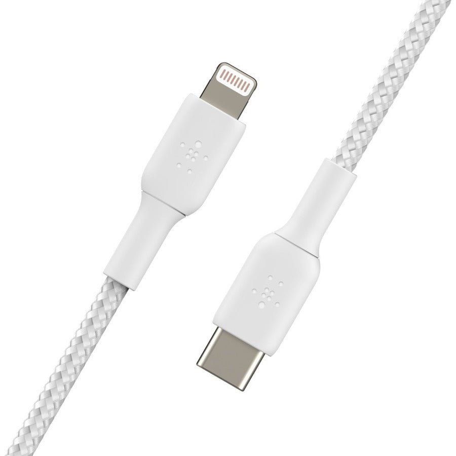 Belkin BoostCharge Braided USB-C to Lightning Cable (1 meter / 3.3 foot, White) — CAA004bt1MWH