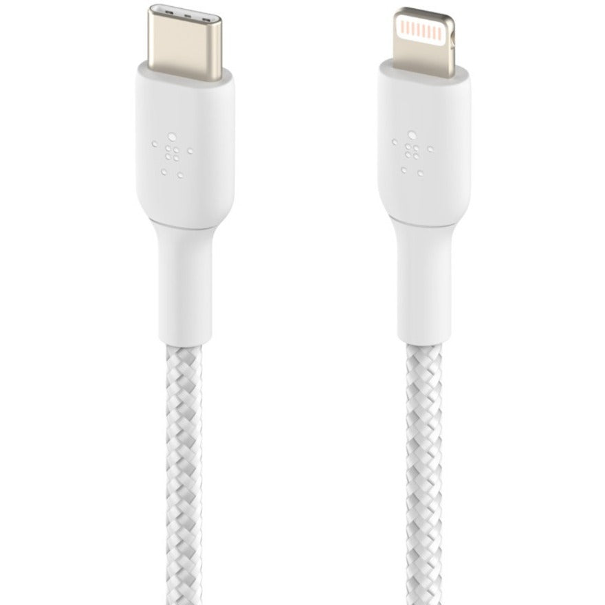 Belkin BoostCharge Braided USB-C to Lightning Cable (1 meter / 3.3 foot, White) — CAA004bt1MWH