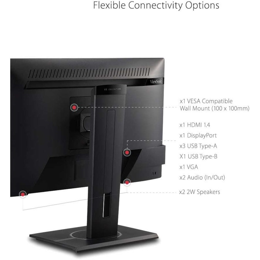 ViewSonic VG2440 24 Inch IPS 1080p Ergonomic Monitor with HDMI, DisplayPort, VGA, USB Inputs for Home and Office — VG2440