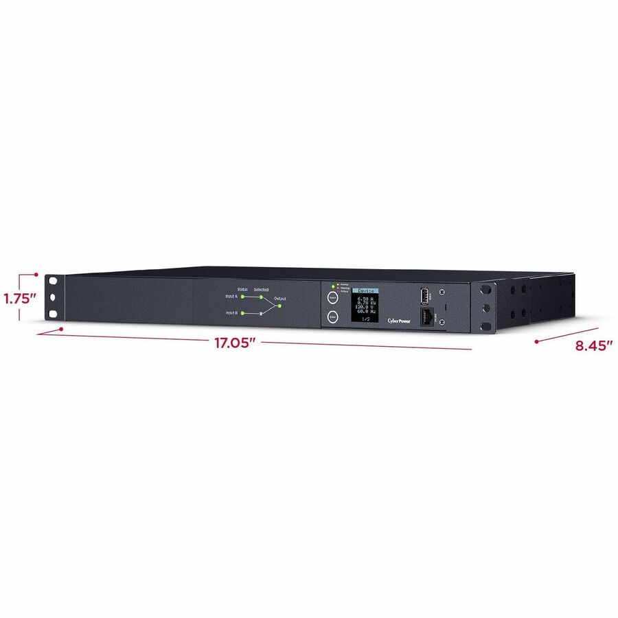 CyberPower PDU24001 Single Phase 100 - 120 VAC 15A Metered ATS PDU — PDU24001