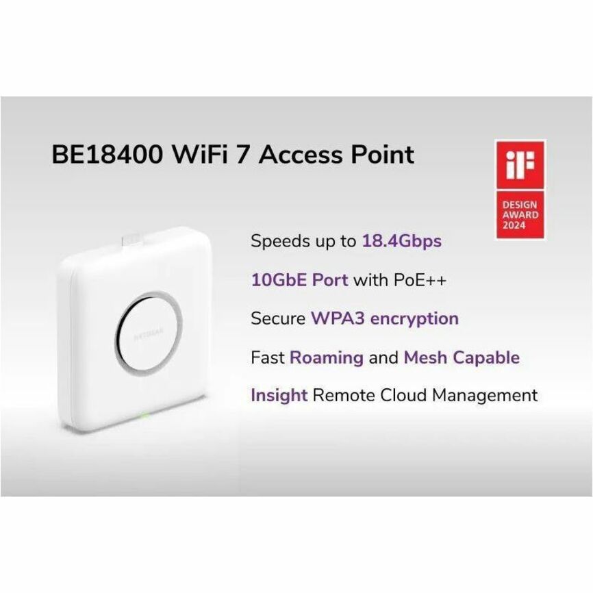 Netgear WBE750 Tri Band Wi-Fi 7 IEEE 802.11 a/b/g/n/ac/ax/be 18.40 Gbit/s Wireless Access Point — WBE750-100NAS