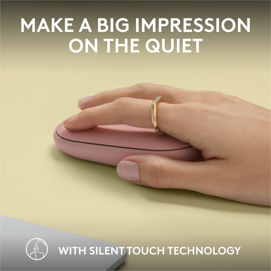 Logitech Pebble Mouse 2 M350s Slim Bluetooth Wireless Mouse, Portable, Customizable Button, Quiet Clicks, Tonal Rose — 910-007023