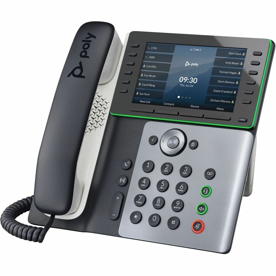 Poly Edge E550 IP Phone - Corded - Corded/Cordless - Bluetooth, Wi-Fi, NFC - 3 Multiple Conferencing - Desktop, Wall Mountable - White, Midnight Blue — 82M91AA