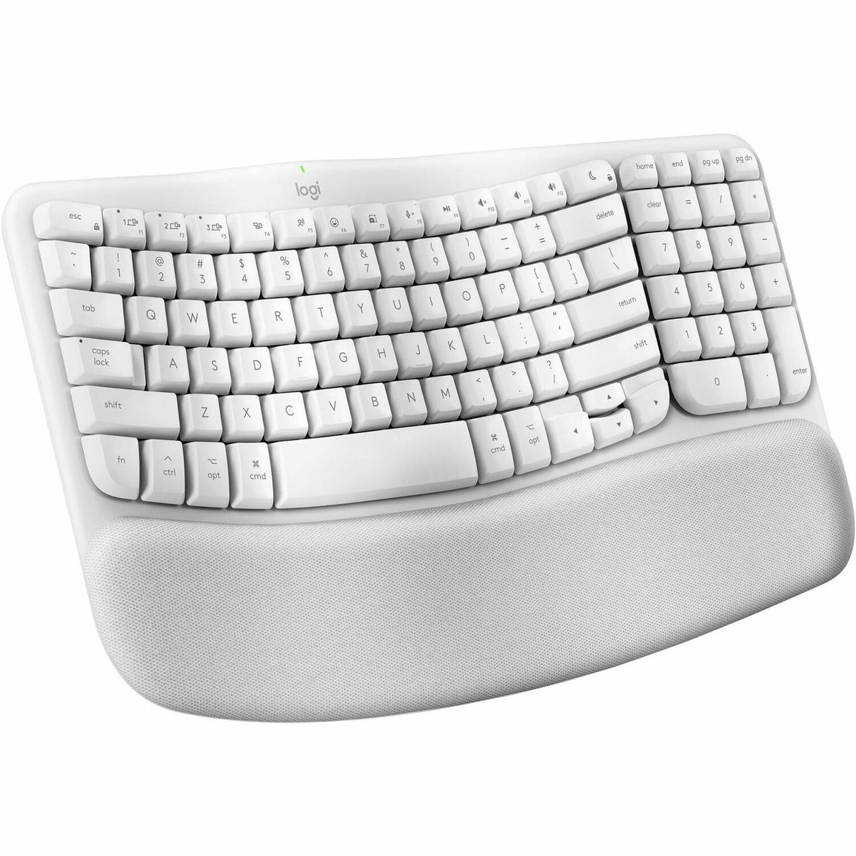Logitech Wave Keys for Mac, Wireless Ergonomic Keyboard with Cushioned Palm Rest, Comfortable Natural Typing, Bluetooth Keyboard, Easy-Switch, Optimized for Mac, Apple, iPad, Off-white — 920-012402