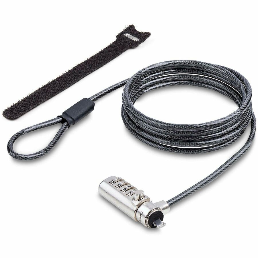 StarTech.com Slim Lock Nano Slot Compatible, 6.6ft (2m) Combination Locking Cable, Desk Anti-Theft Security For Laptop/Notebook Computer — SNANOC4D-LAPTOP-LOCK
