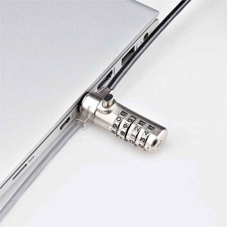 StarTech.com Slim Lock Nano Slot Compatible, 6.6ft (2m) Combination Locking Cable, Desk Anti-Theft Security For Laptop/Notebook Computer — SNANOC4D-LAPTOP-LOCK