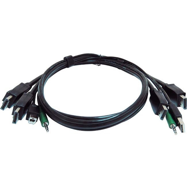 Black Box Secure KVM Cable - Each end (1) USB, (1) or (2) DisplayPort, (1) 3.5mm Audio — SKVMCBL-2DP-06TAA