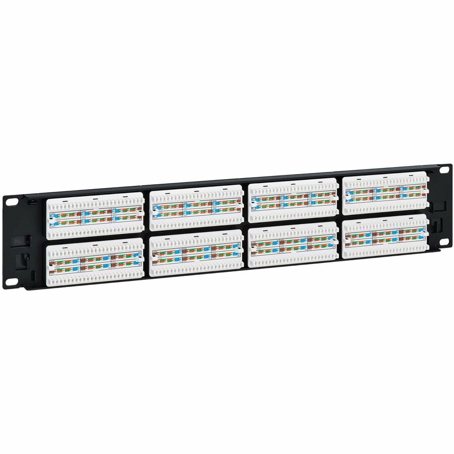 Eaton Tripp Lite Series 48-Port Cat6 Patch Panel - 4PPoE Compliant, 110/Krone, 568A/B, RJ45 Ethernet, 2U Rack-Mount, Black, TAA — N252-P48