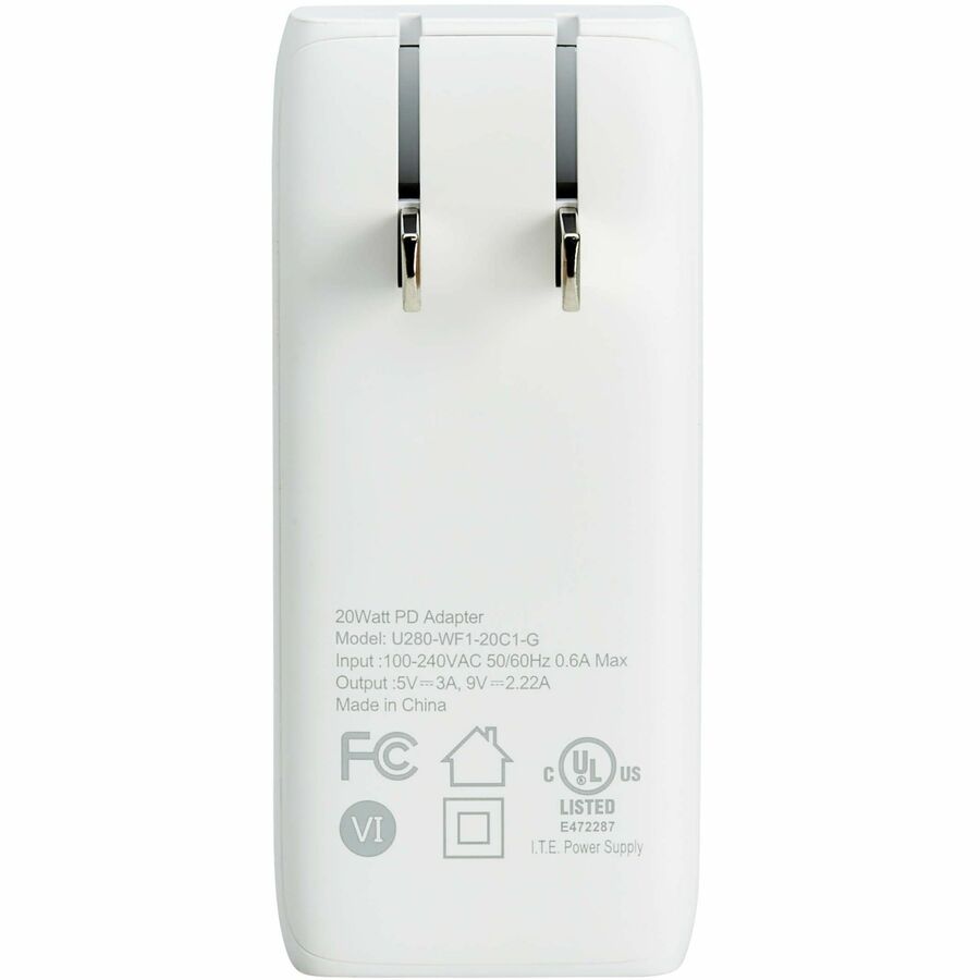 Eaton Tripp Lite Series 20W USB-C GaN Wall Charger - Ultra Slim, PD 3.0 Fast Charging, White — U280-WF1-20C1-G